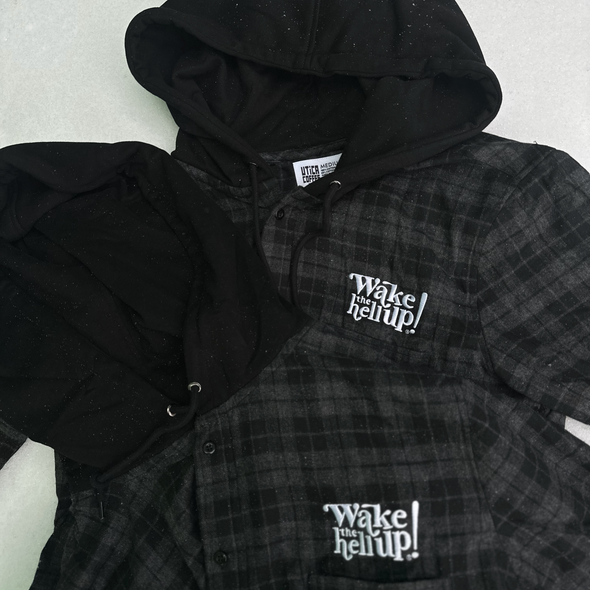 Wake The Hell Up! Flannel Hoodie