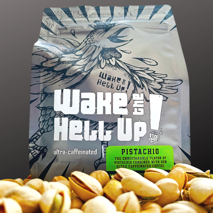 Wake The Hell Up! Pistachio Flavored Coffee Utica Coffee Roasting Co.