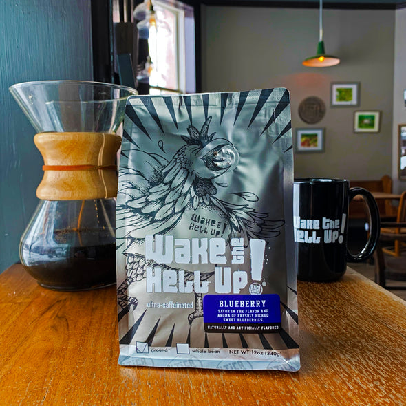Wake The Hell Up! Blueberry Flavored Coffee - Utica Coffee Roasting Co.