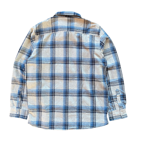 Wake The Hell Up! Blue & Gray Embroidered Flannel