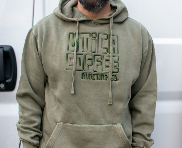 Embroidered Utica Coffee Hoodie