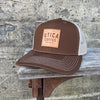 Utica Coffee Leather Patch Brown & Khaki Trucker Hat