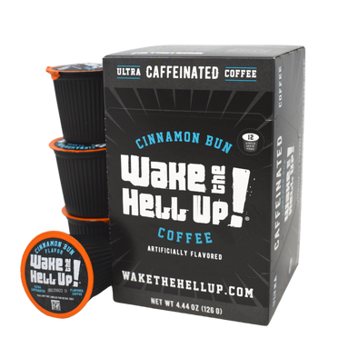 Wake The Hell Up!®️ Single Serve K-Cup Compatible Cinnamon Bun Flavored Pods - Utica Coffee Roasting Co.