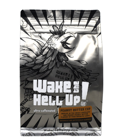 Wake The Hell Up! Peanut Butter Cup Flavored Coffee - Utica Coffee Roasting Co.