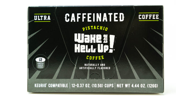 Wake The Hell Up!®️ Single Serve K-Cup Compatible Pistachio Flavored Pods - Utica Coffee Roasting Co.