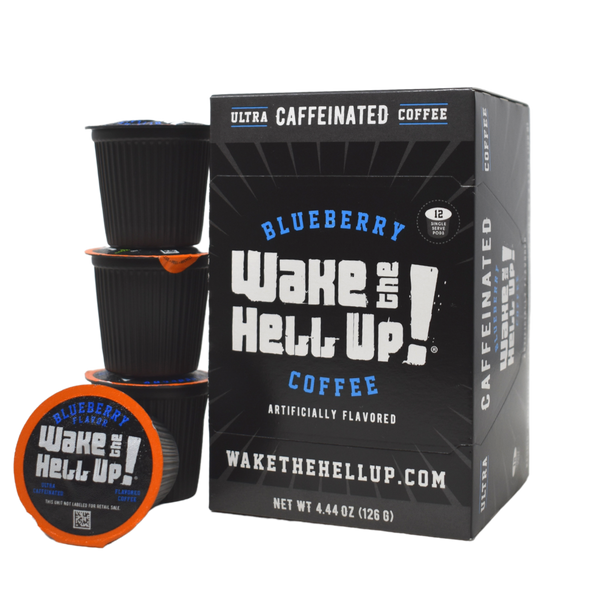 Wake The Hell Up!®️ Single Serve K-Cup Compatible Blueberry Flavored Pods - Utica Coffee Roasting Co.