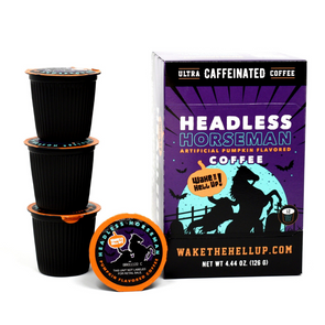 Limited Edition Wake The Hell Up!®️ Headless Horseman Pumpkin Flavored K-Cup Compatible Pods - Utica Coffee Roasting Co.