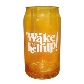 Wake The Hell Up! Amber Soda Can Glass