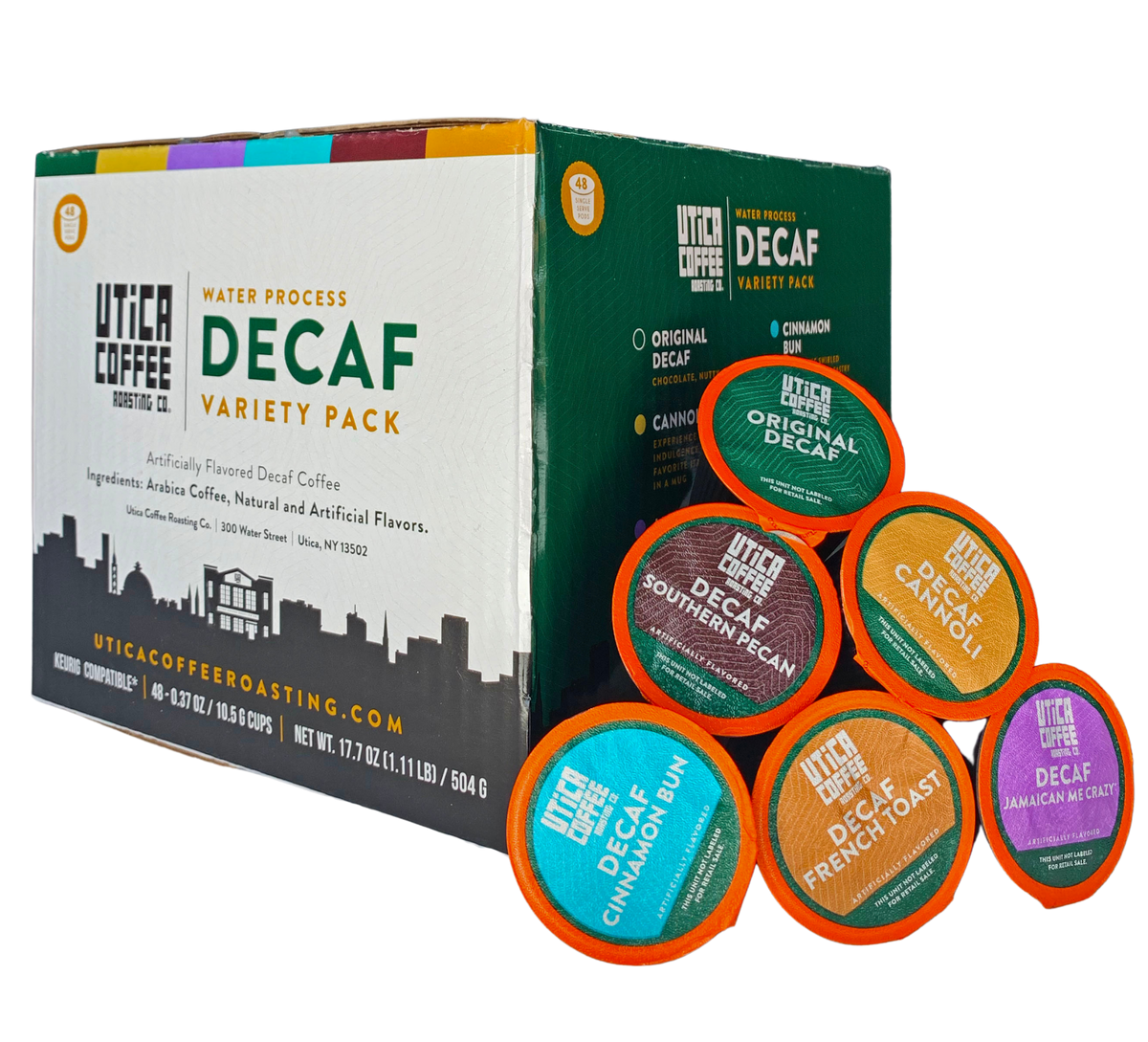 Utica Coffee Single Serve Decaf Variety 48 Count KCup Compatible Pack Utica Coffee Roasting Co.