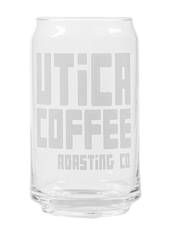 Utica Coffee Etched Soda Can Glass - Utica Coffee Roasting Co.